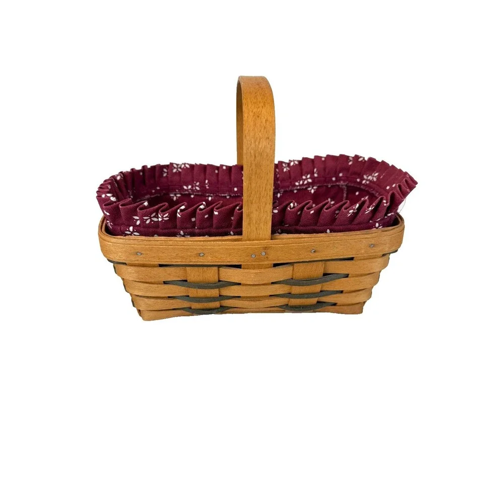 1995 Longaberger Small Chore Basket w/Burgundy Liner 10